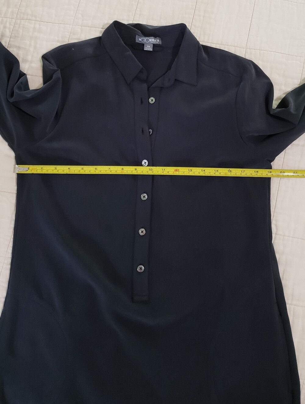 GoSilk Silk Dress Shift Dress With Waist Tie Dark Matte Navy Petite Medium - Picture 4 of 13